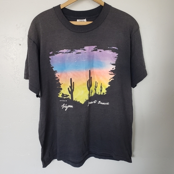 Oneita Vintage Power/50 Arizona Graphic Grey Short Sleeve T-shirt Single Stitch - Picture 1 of 8